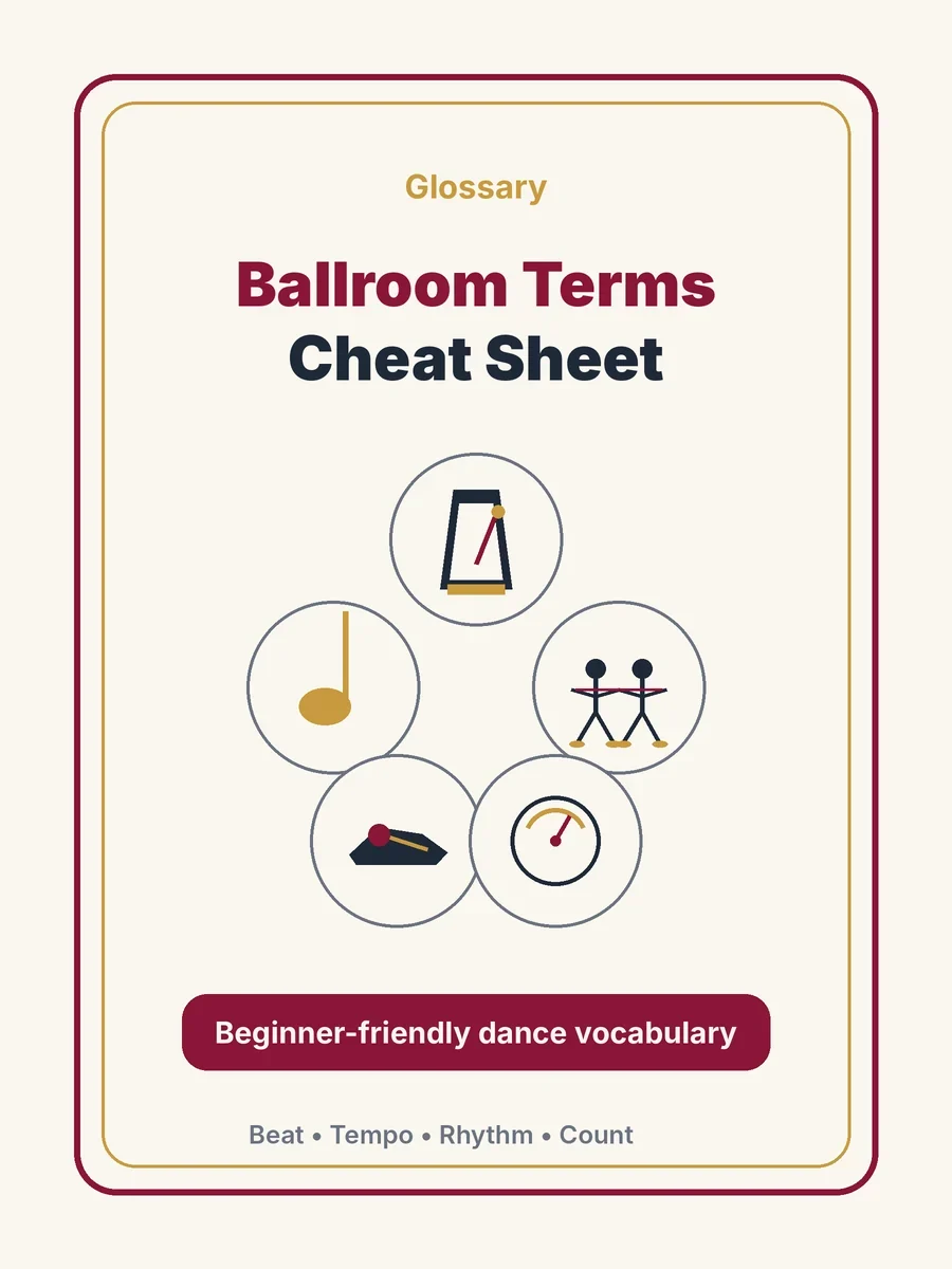 Ballroom Terms Cheat Sheet download cover from Ballroom Pages.