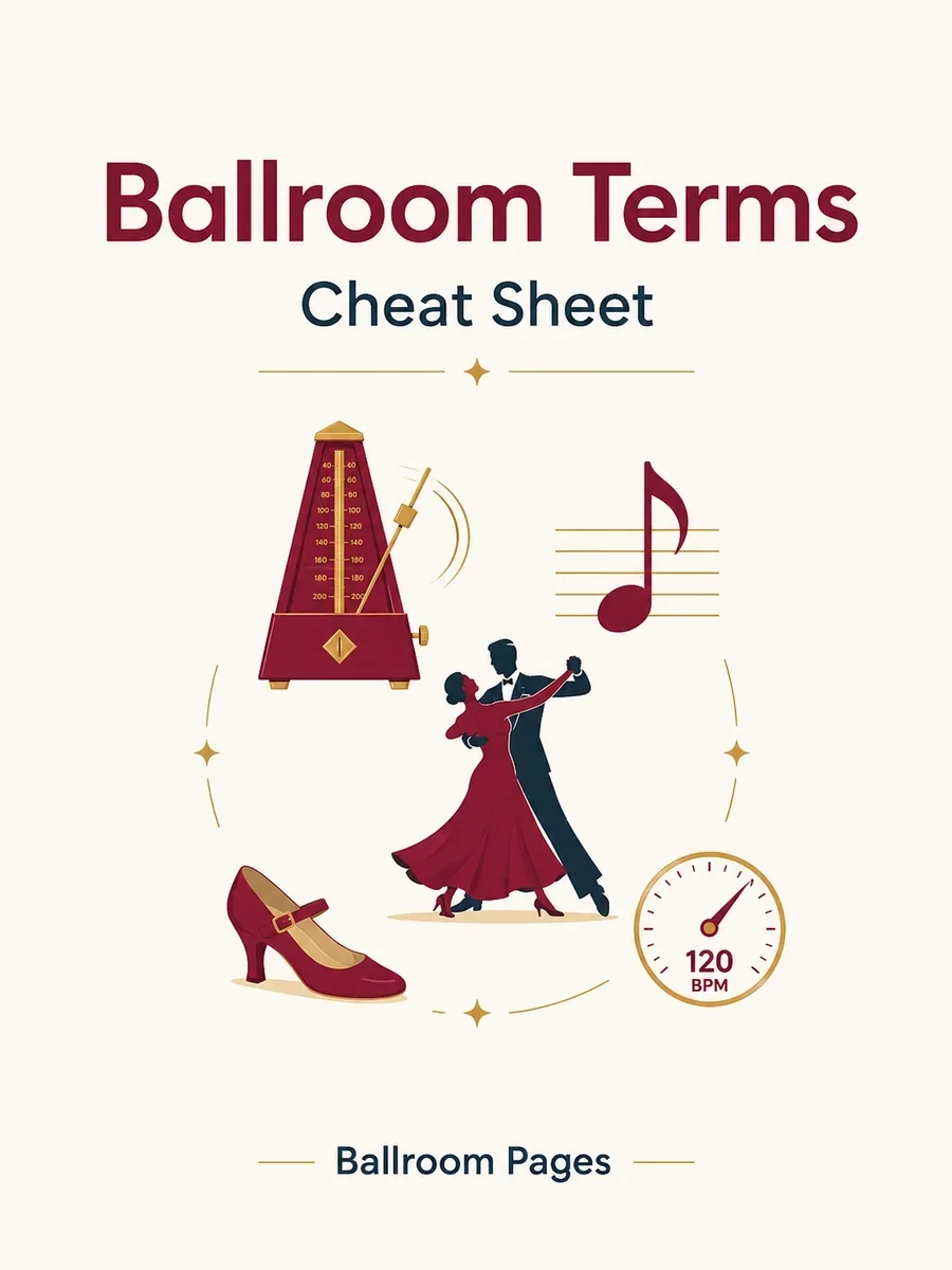 Ballroom Terms Cheat Sheet download cover from Ballroom Pages.